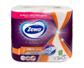 Рушники паперові Zewa Premium Extra Long Plus 2-шарові, 2шт