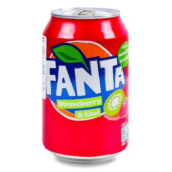 Напій Fanta зі смаком ківі-полуниця газований з/б, 0,33л