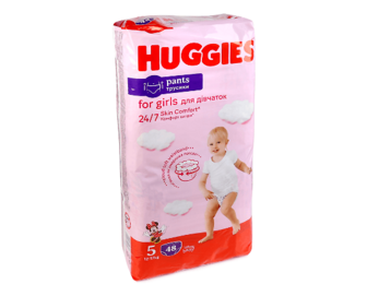 Підгузки-трусики для дівчинки Huggies 5 (12-17 кг), 48шт