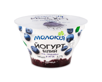 Йогурт «Молокія» білий чорниця на подушці з ягід 5,7%, 140г