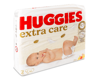 Підгузки Huggies Extra Care 2 (3-6 кг) Mega Pack, 82шт