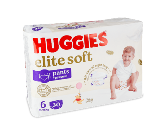 Підгузки-трусики Huggies Elite Soft 6 (15-25 кг), 30шт