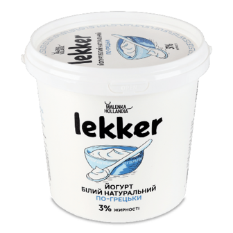 Йогурт Lekker по-грецьки білий натуральний 3% 1кг