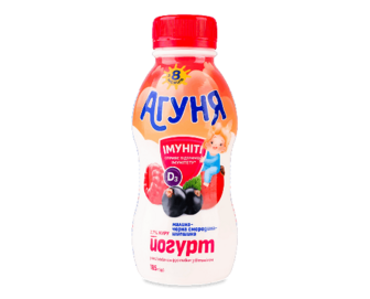 Йогурт «Агуня» малина-чорна смородина-шипшина 2,7%, пляшка, 185г