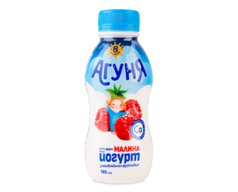 Йогурт «Агуня» малина з пробіо-вітамінами 2,7%, пляшка, 185г