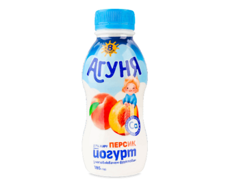 Йогурт «Агуня» персик з пробіо-вітамінами 2,7%, пляшка, 185г