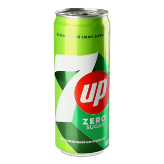 Напій 7UP Zero Sugar безалкогольний сильногазований з/б 330мл