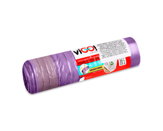 Пакети для сміття viGO! Premium з зав'язками пурпурові 35 л, 15шт