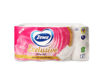Папір туалетний Zewa Exclusive білий 4-шаровий, 8шт