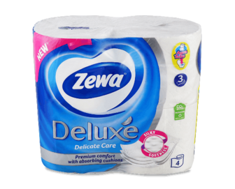 Папір туалетний Zewа Deluxe Delicate білий 3-шаровий 4шт/уп