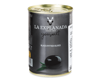 Оливки La Explanada чорні без кісточки з/б 300мл