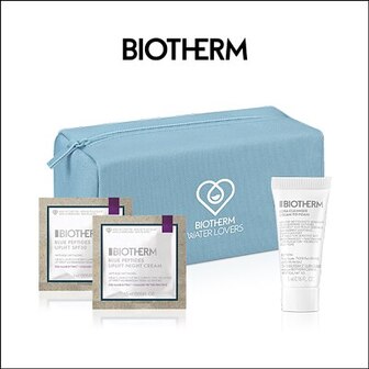 З покупкою засобів для тіла марки Biotherm на суму від 2000 грн* ваш подарунок — косметичка з набором мініатюр.