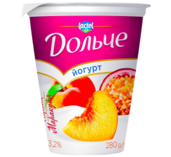 Йогурт Дольче Персик-маракуйя 3,2% 280г ст