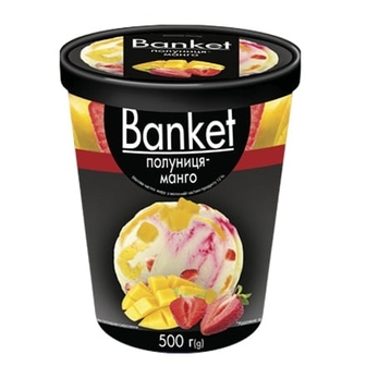 Морозиво 0,5 кг Ласунка "Banket" з підваркою "полуниця-манго" карт/відро 