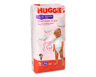 Підгузки-трусики для дівчаток Huggies Pants 6 (15-25 кг), 44шт